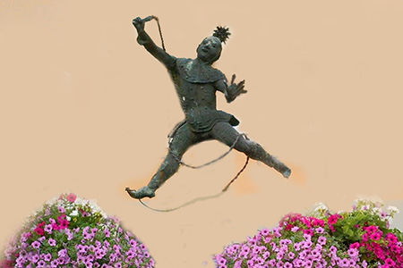 feel free - Blumen - springende Figur